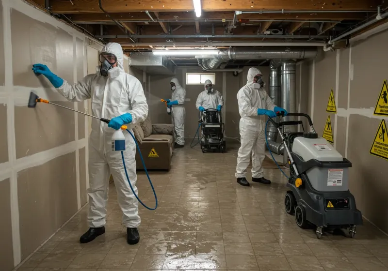 Basement Moisture Removal and Structural Drying process in Linden, TX